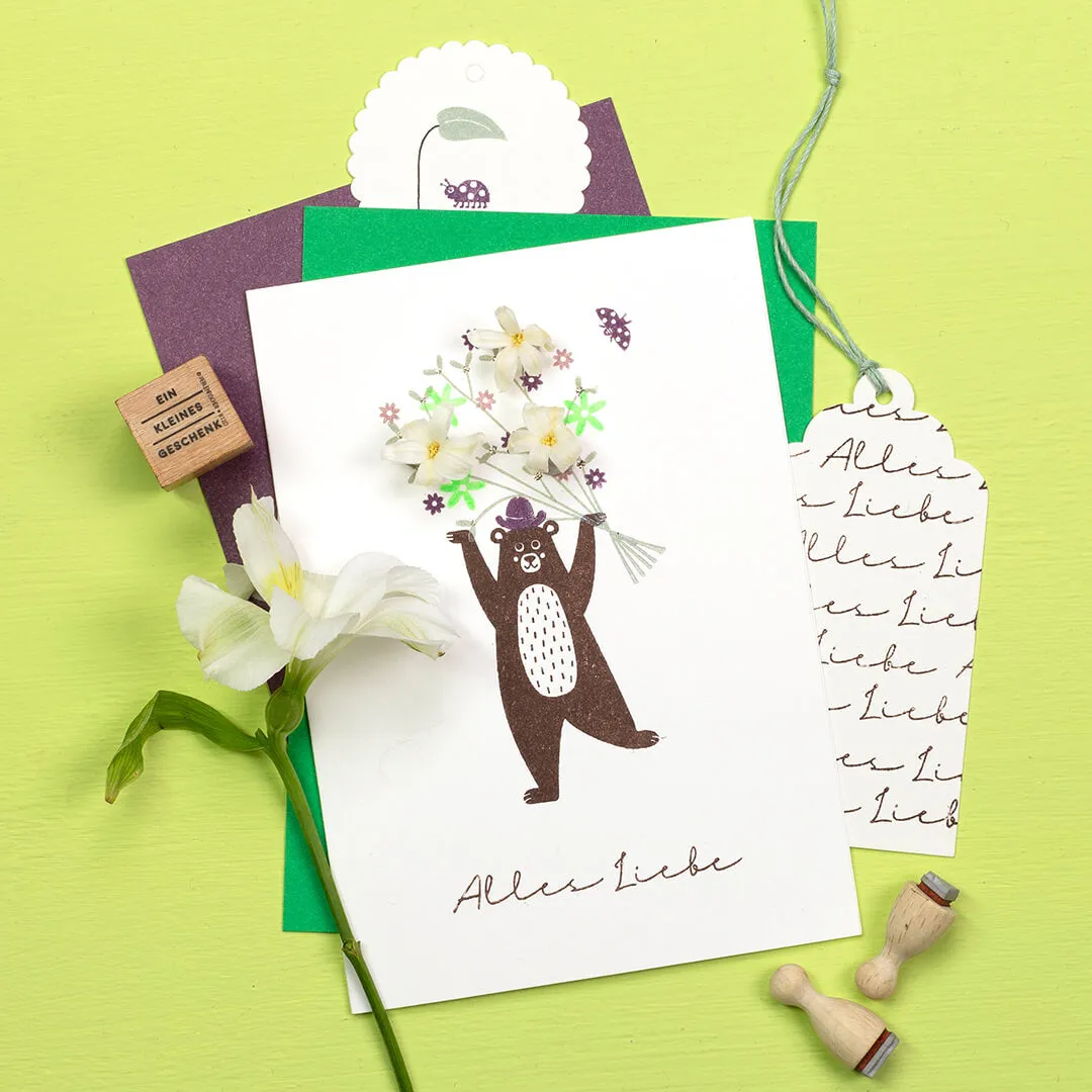 Perlenfischer Alles Liebe 2 Stempel 62x6 mm Holz
