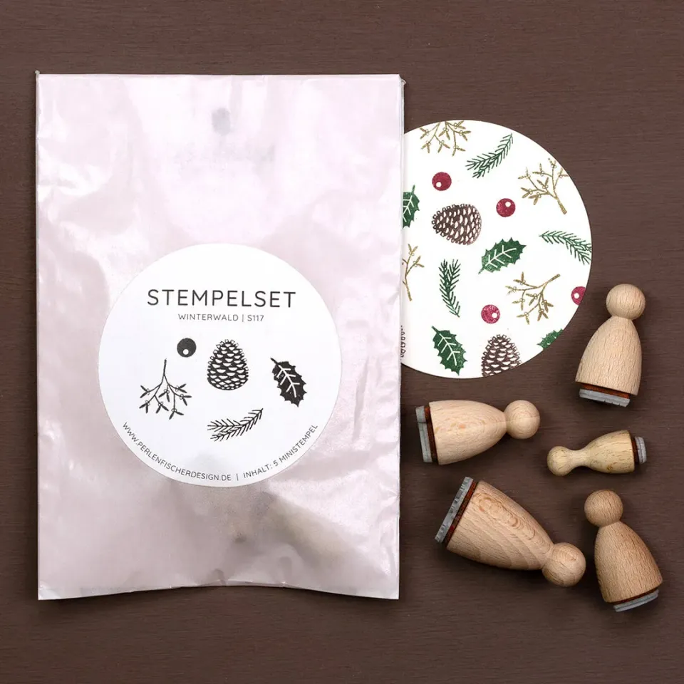 Perlenfischer Winterwald Stempelset 5-teilig Kegel