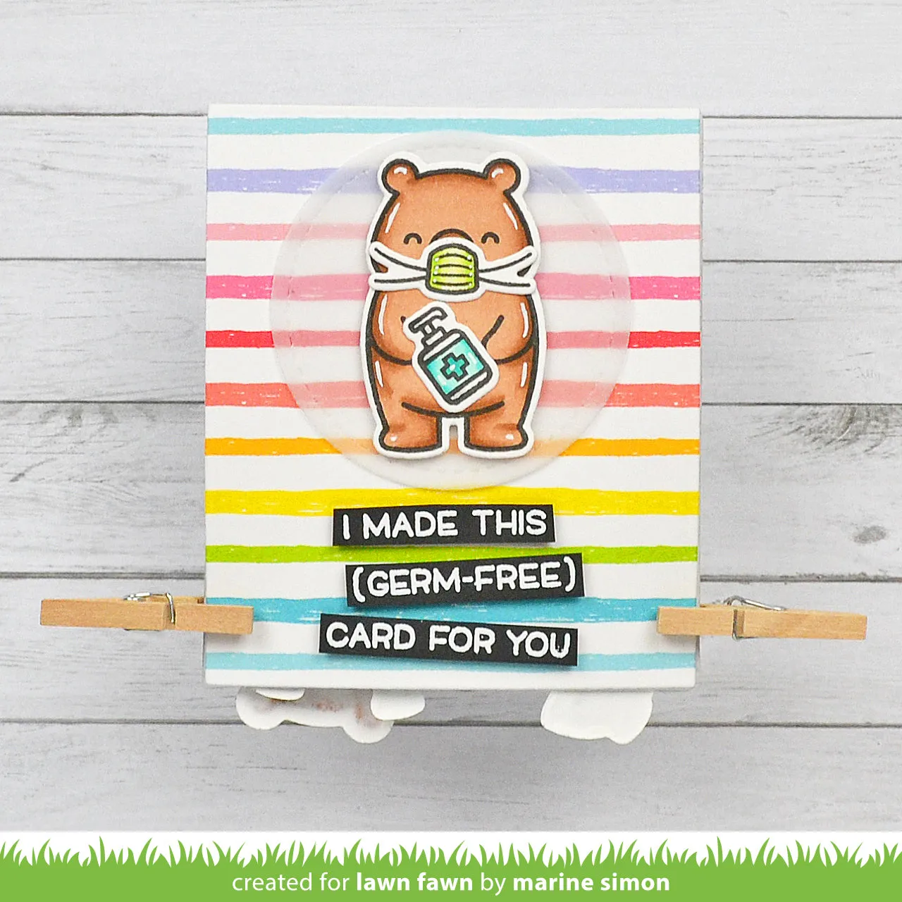 Lawn Fawn Germ-Free Bear Stempelset Bär Hygiene