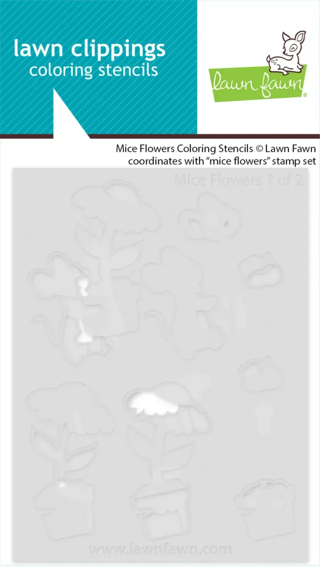 Lawn Fawn Mice Flowers Coloring Schablonen 2-teilig Blumen