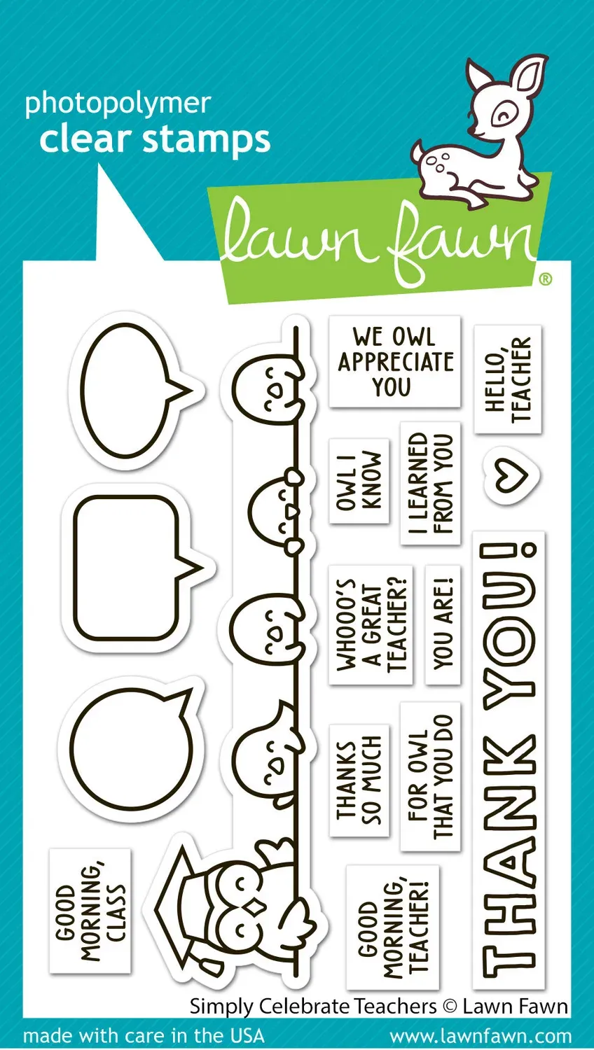 Lawn Fawn Simply Celebrate Teachers Clear Stamps Eulen