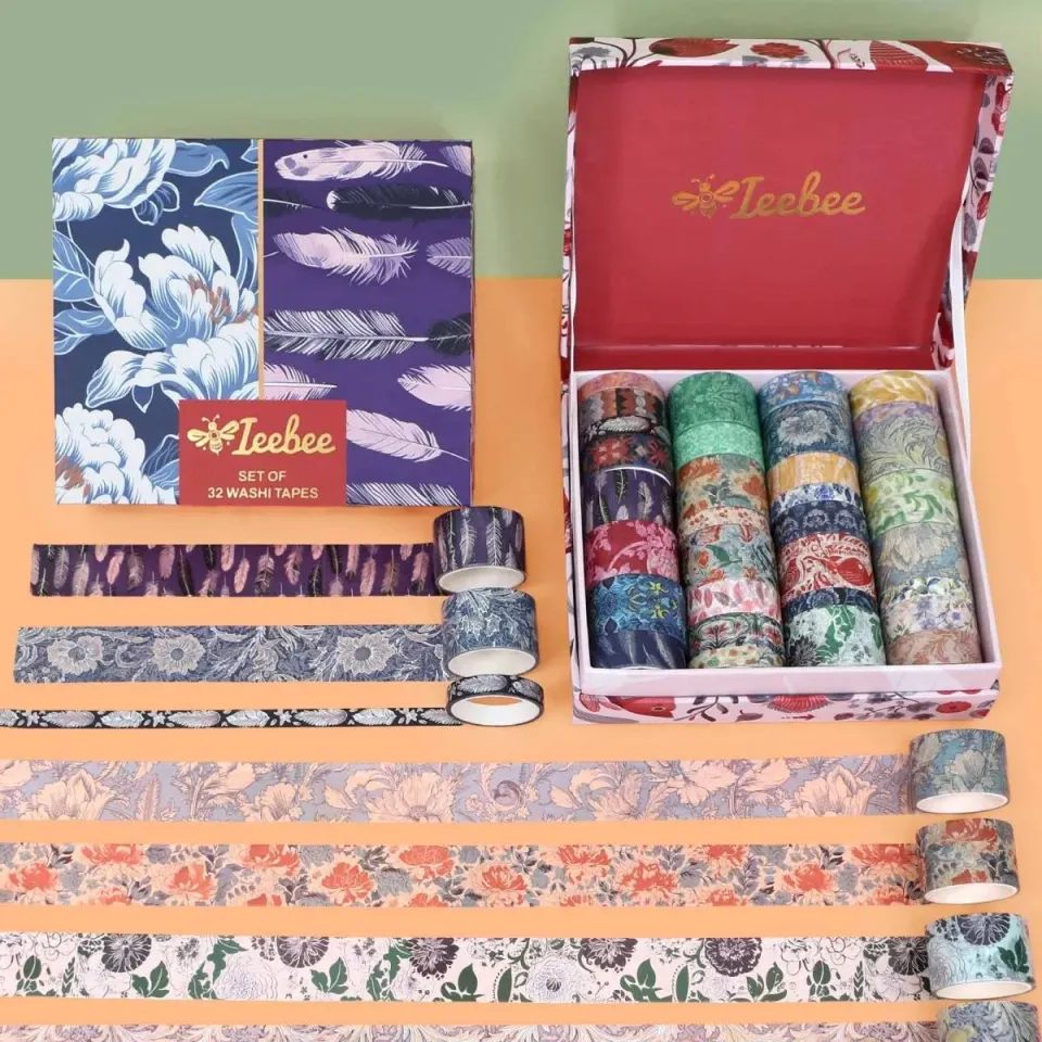 Ieebee Vintage Floral Washi Tape Set 32 Rollen Silber