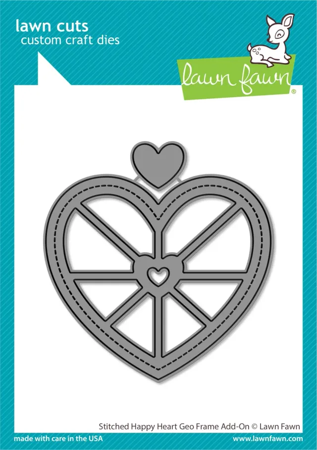 Lawn Fawn Stitched Happy Heart Geo Frame Add-On Stanze 2-tlg