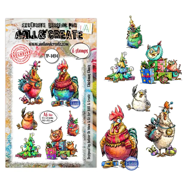 AALL and Create TP-1494 Chickmas Chaos Clear Stamps A6 Huhn-Motiv