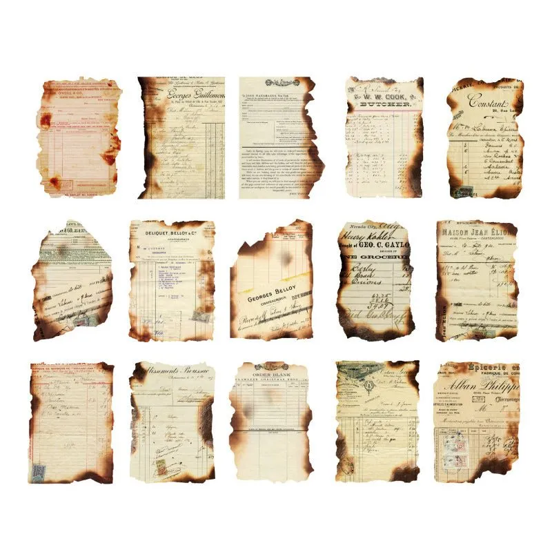 Ieebee Burnt Pieces Scrapbook Papier Set Bill Time 30tlg
