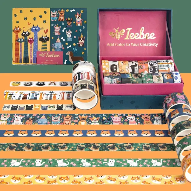 Ieebee Kawaii Washi Tape Set 14 Rollen Herz Tiere