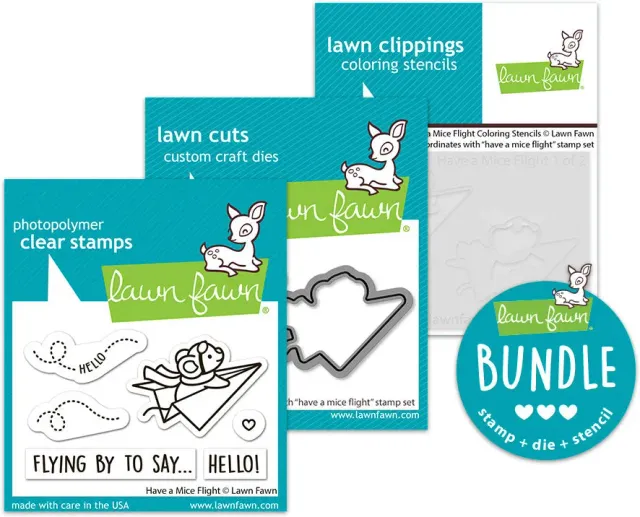 Lawn Fawn Have a Mice Flight Stempelset Bundle Maus Flugzeug
