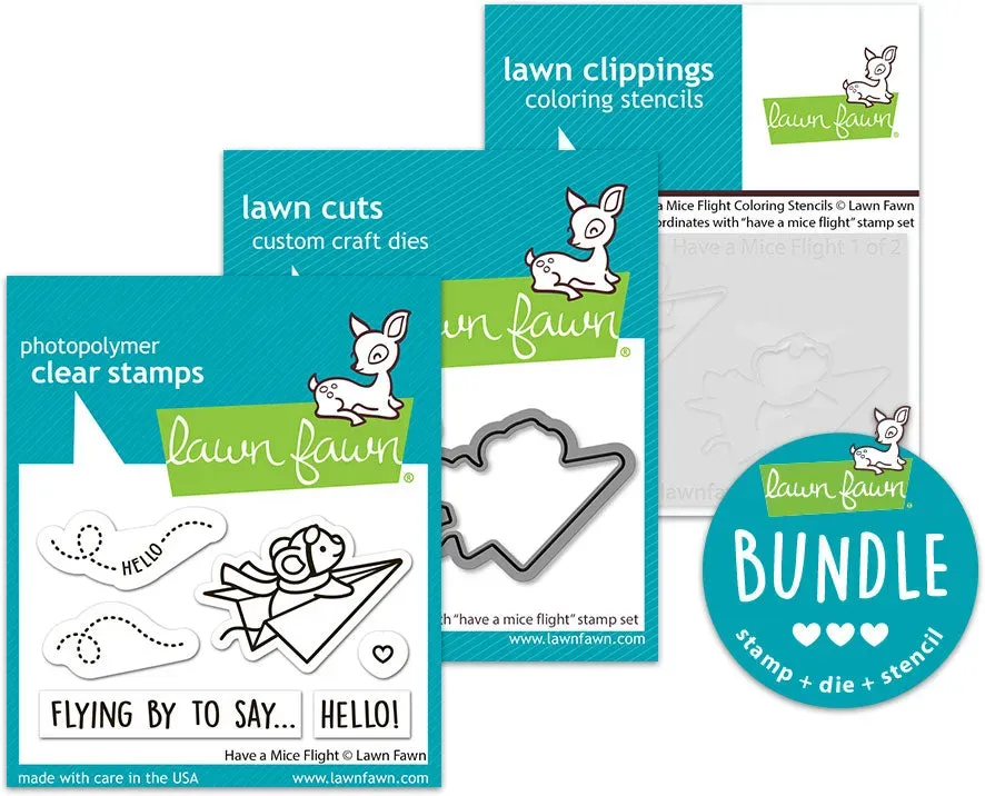 Lawn Fawn Have a Mice Flight Stempelset Bundle Maus Flugzeug