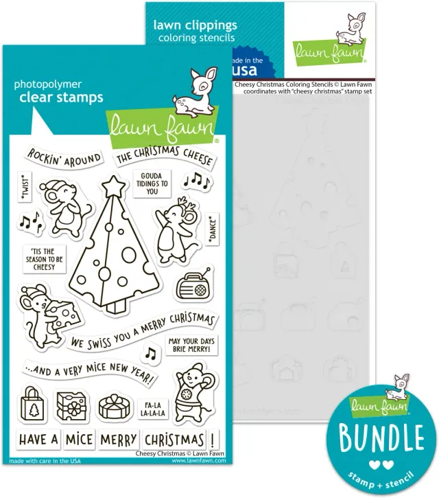 Lawn Fawn Cheesy Christmas Bundle Stempel + Stencil Set