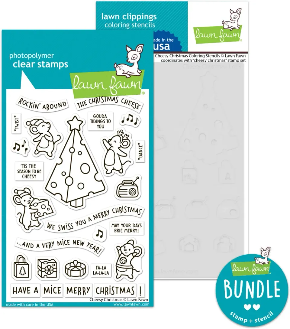 Lawn Fawn Cheesy Christmas Bundle Stempel + Stencil Set