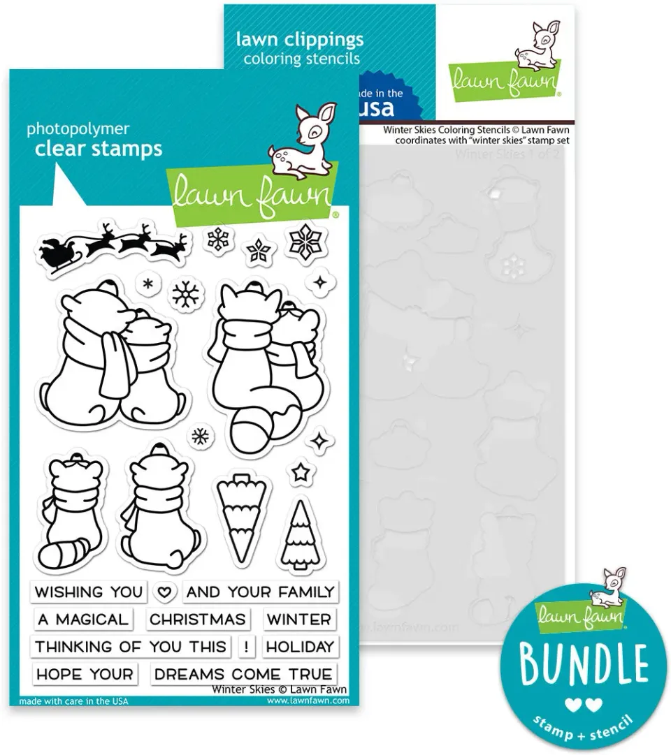 Lawn Fawn Winter Skies Stempel Schablonen Bundle Winter