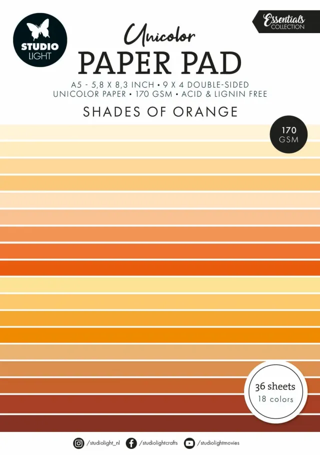StudioLight Essentials Papierblock Unicolor Shades of Orange A5