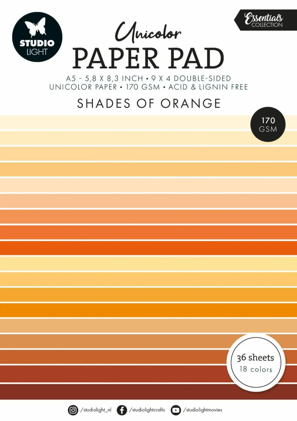 StudioLight Essentials Papierblock Unicolor Shades of Orange A5