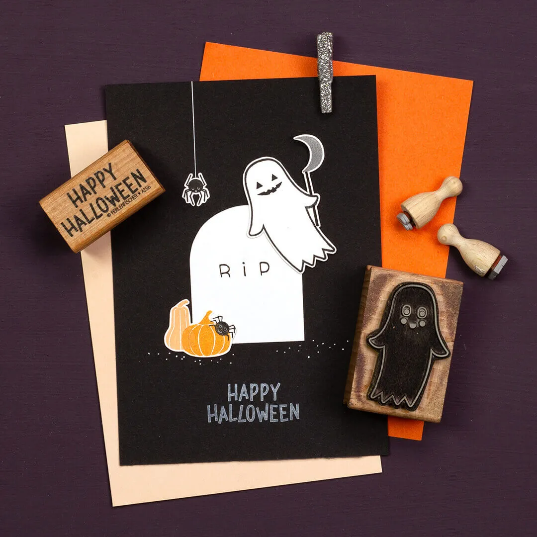 Perlenfischer Happy Halloween Stempel Schriftzug