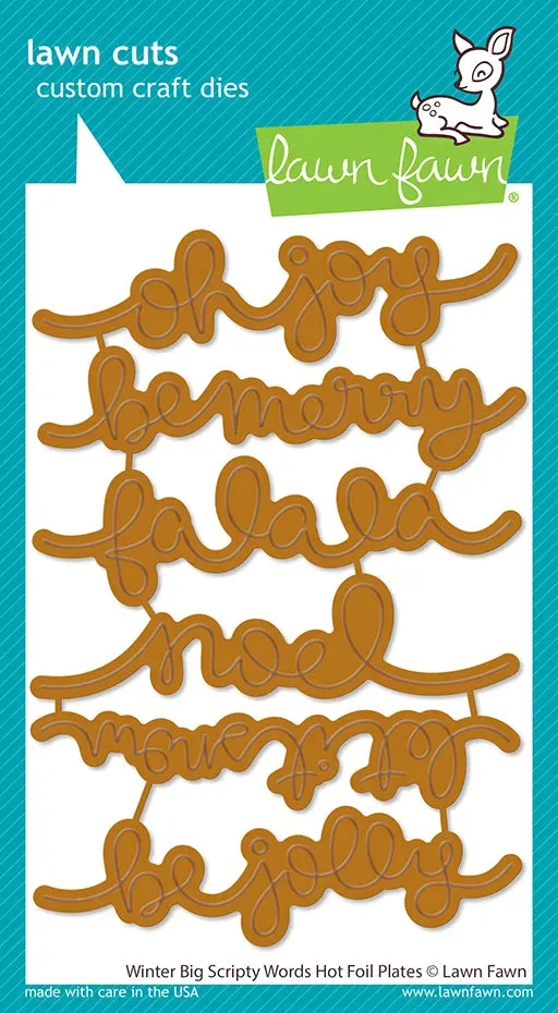 Lawn Fawn Winter Big Scripty Words Hot-Foil-Platten Weihnachten