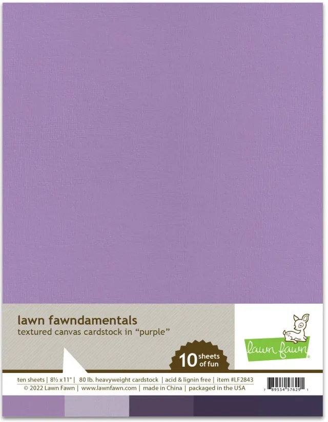 Lawn Fawn Textured Canvas Cardstock Lila 10er 80lb