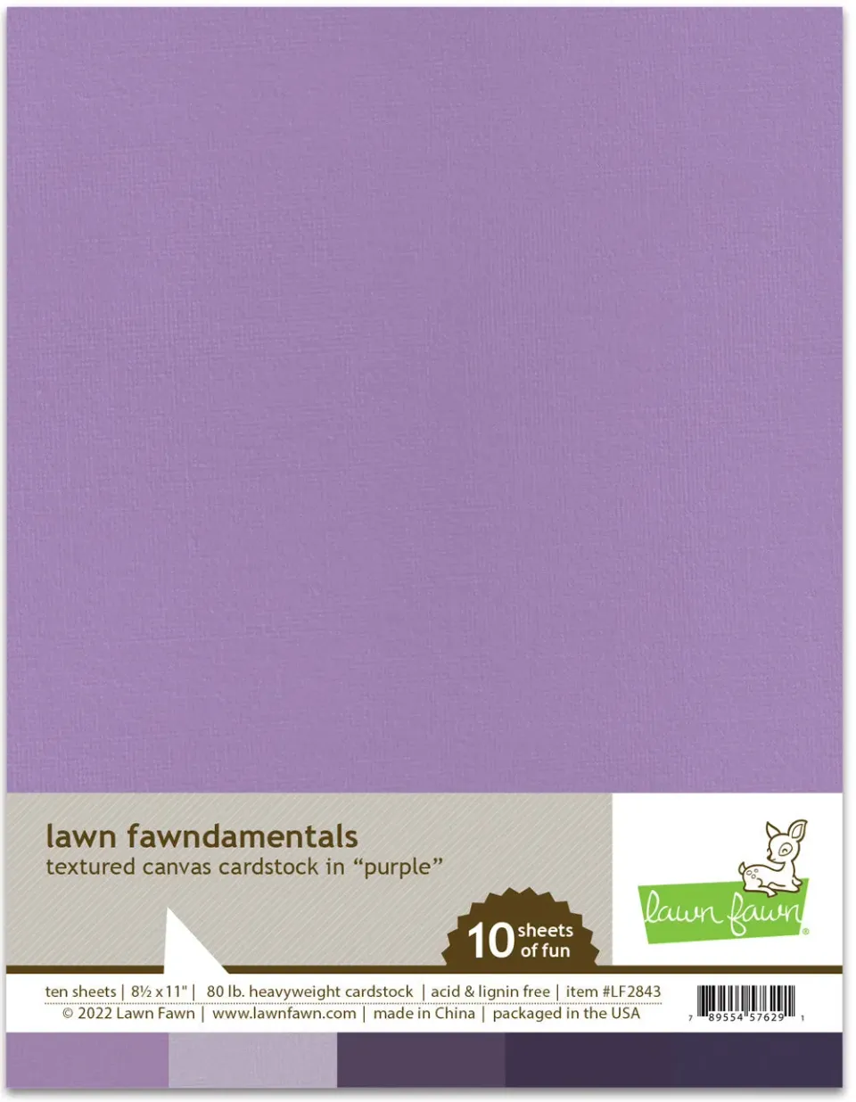 Lawn Fawn Textured Canvas Cardstock Lila 10er 80lb
