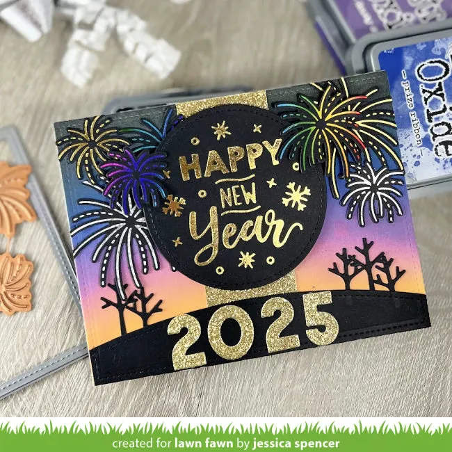 Lawn Fawn Foiled Sentiments Happy New Year Heißfolie