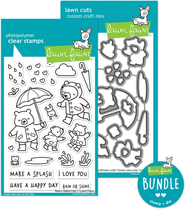 Lawn Fawn Beary Rainy Day Stempel + Stanzen Bundle Frühling