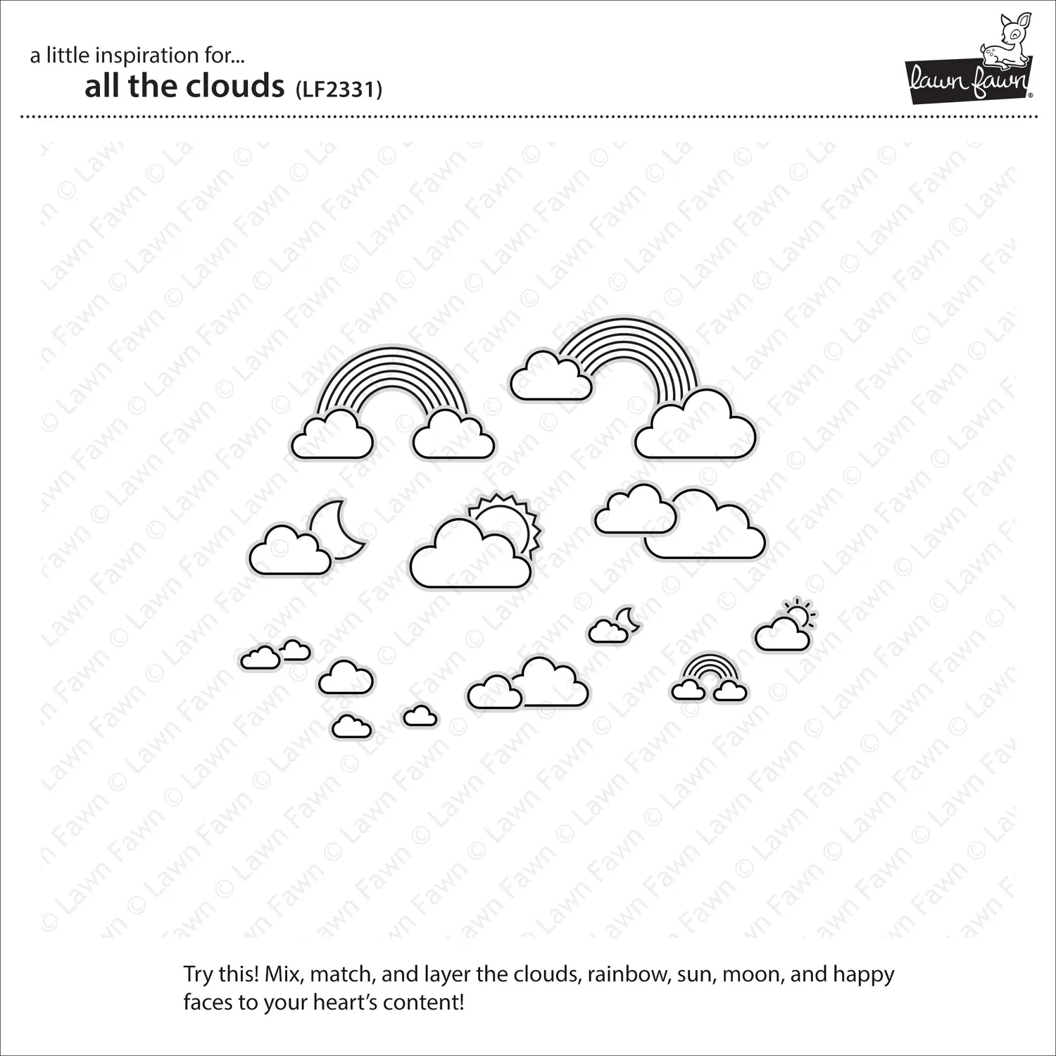 Lawn Fawn All the Clouds LF2331 Stempelset Himmel