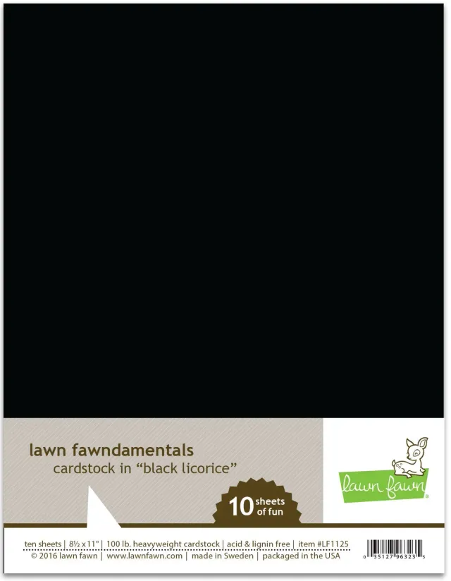 Lawn Fawn Black Licorice Cardstock Schwarz 10 Blatt