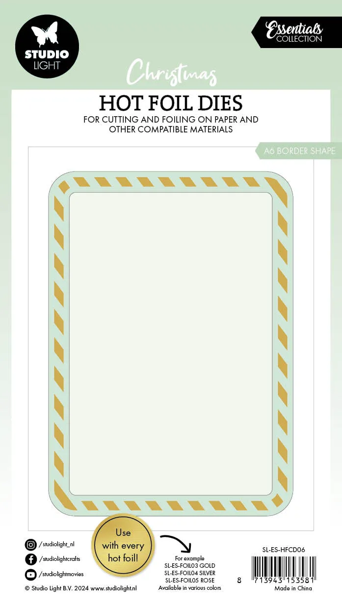 StudioLight Essentials Hot-Foil-Platte A6 Border Metall
