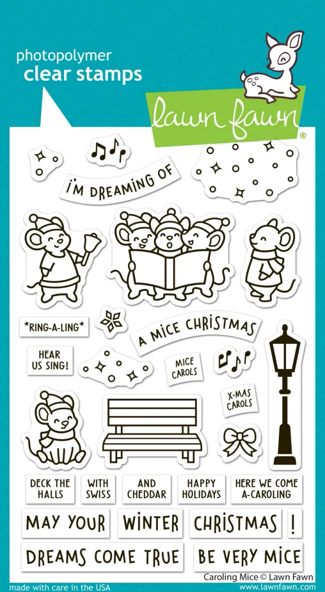 Lawn Fawn Caroling Mice Clear Stamps Weihnachten Mäuse