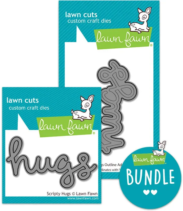 Lawn Fawn Scripty Hugs Bundle Stanzschablonen Schriftzug