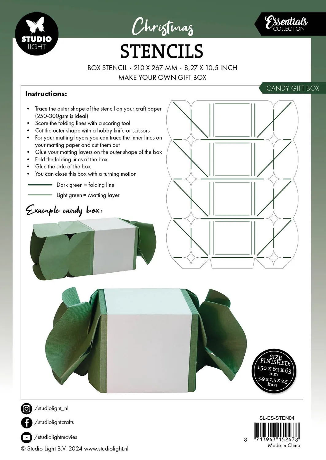 StudioLight Essentials Candy Giftbox Stencil 148x210 mm