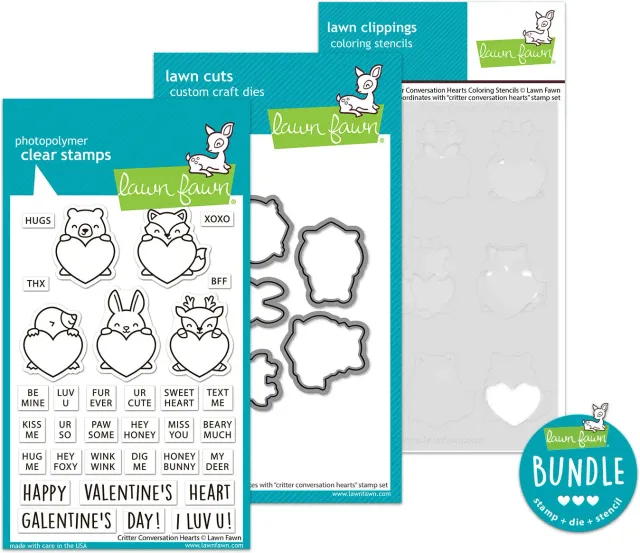 Lawn Fawn Critter Conversation Hearts Stempelset Bundle