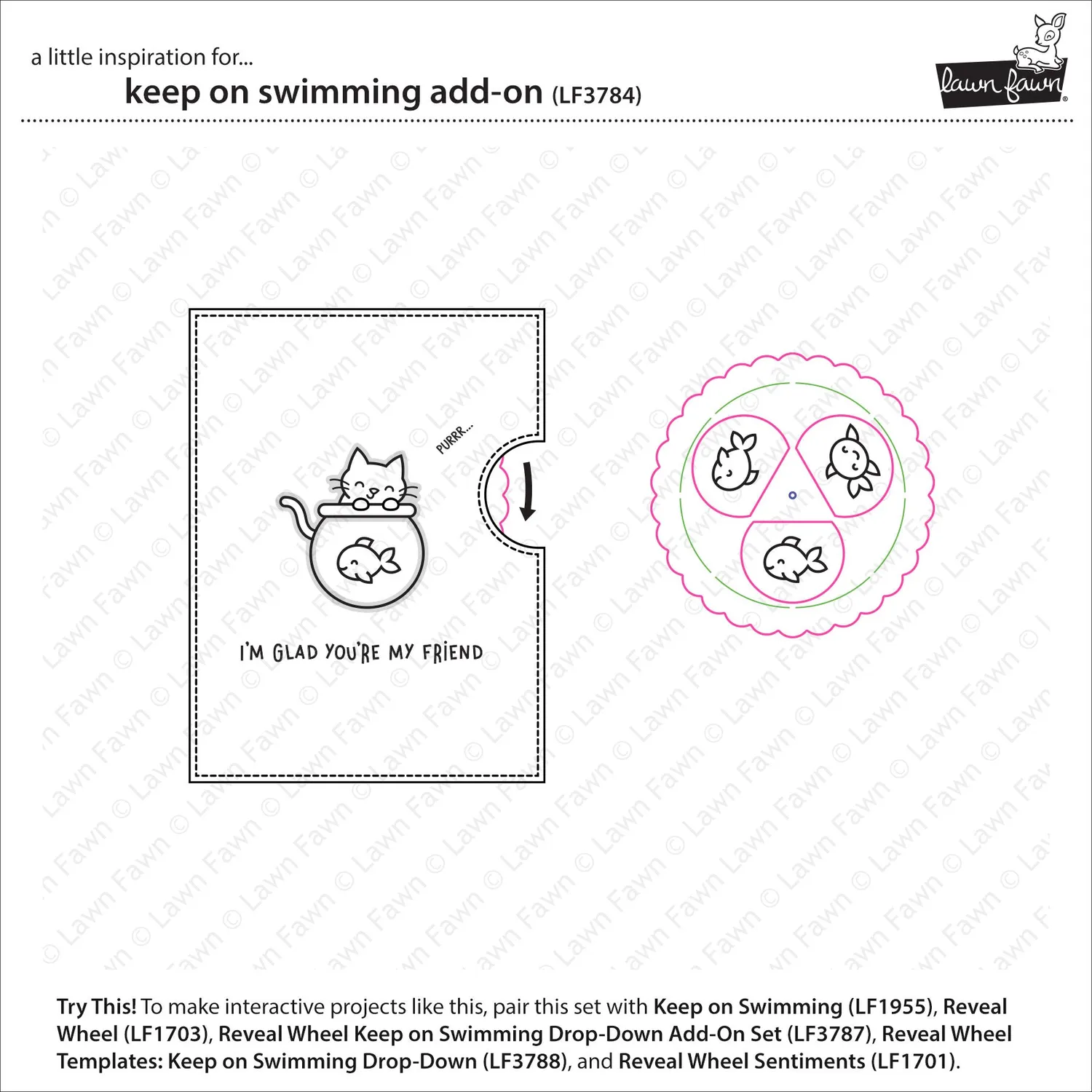 Lawn Fawn Keep On Swimming Add-On Clear Stamps Katze