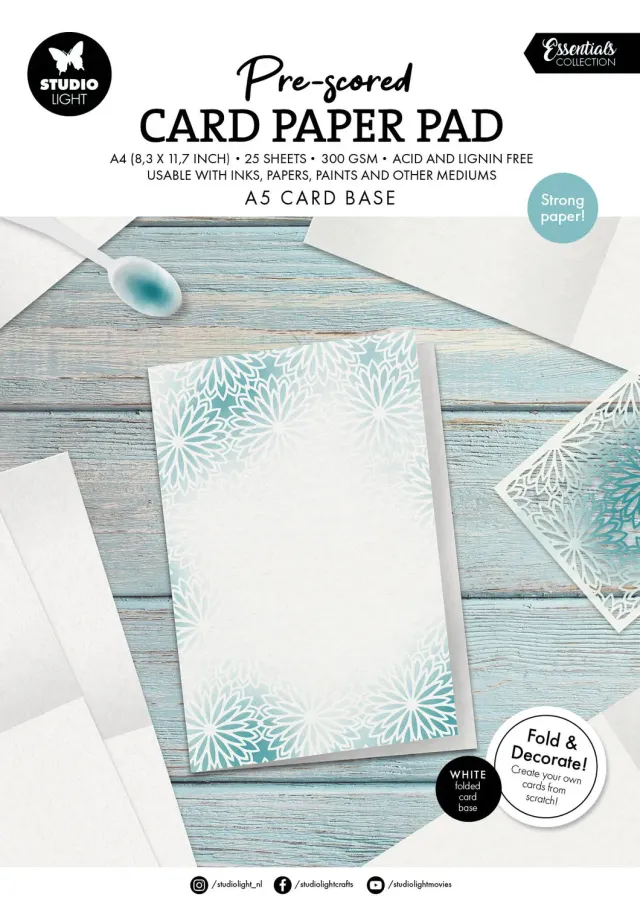 StudioLight Essentials Card Paper Pad weiße Karten A5 vorgestanzt