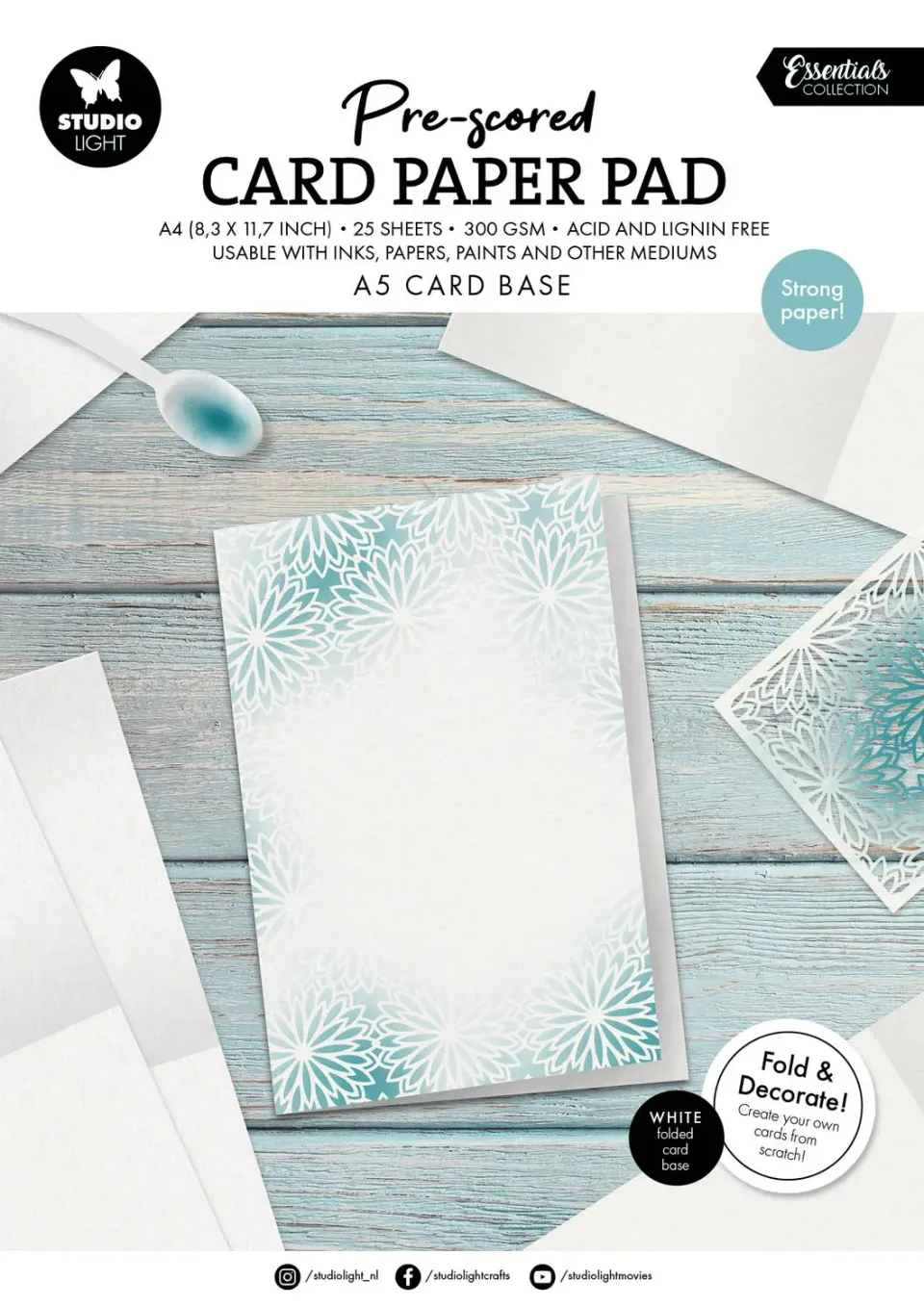 StudioLight Essentials Card Paper Pad weiße Karten A5 vorgestanzt