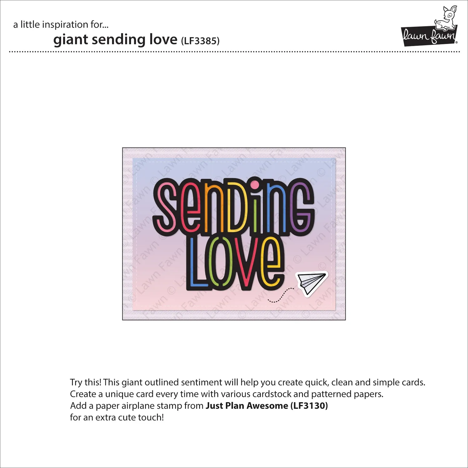 Lawn Fawn Giant Sending Love Stanzschablone 10x7cm