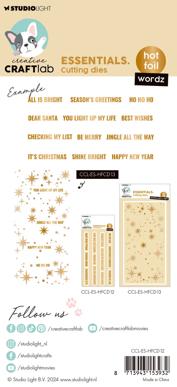 StudioLight Creative Craftlab Wordz Christmas Hot Foil Platte