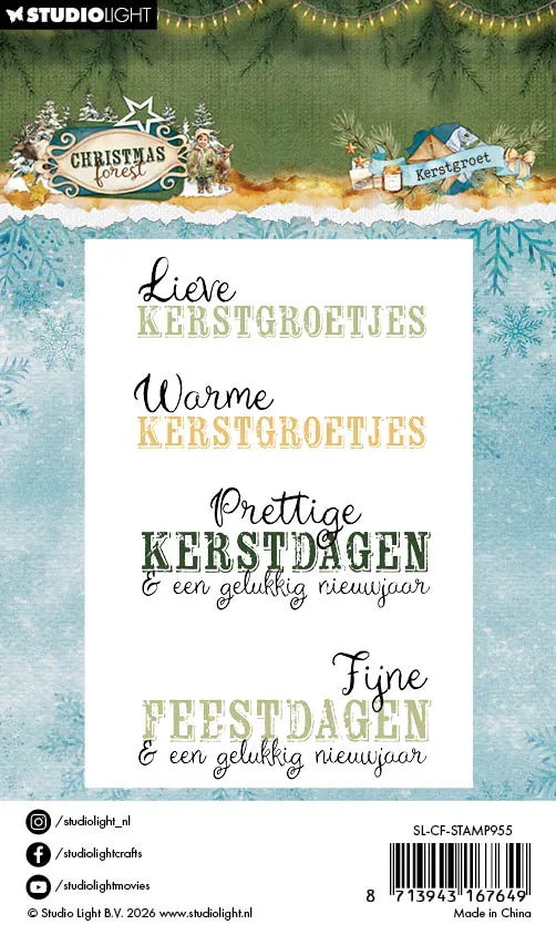 Studio Light Christmas Forest Clear Stamps Kerst groet Weihnachten
