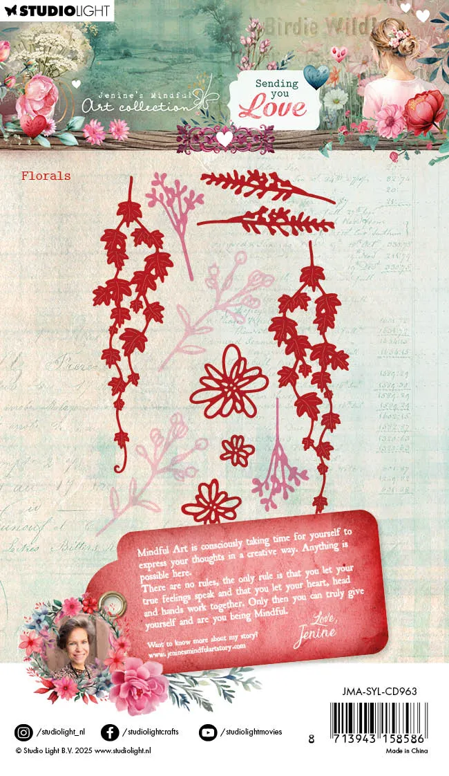 Jenine's Mindful Art Sending You Love Florals Stanzschablone 100x143mm