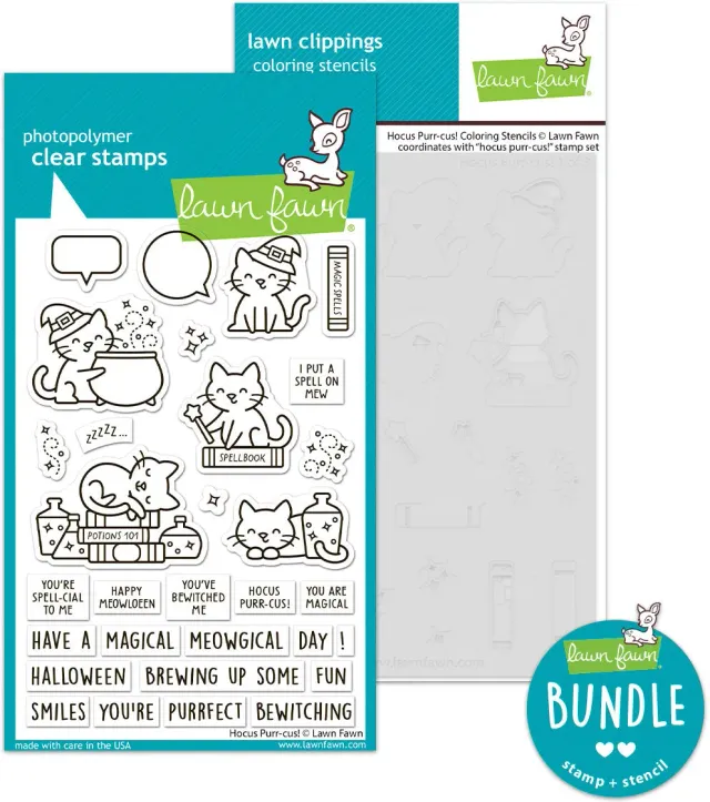 Lawn Fawn Hocus Purr-cus Stempelset Schablonen Bundle Halloween