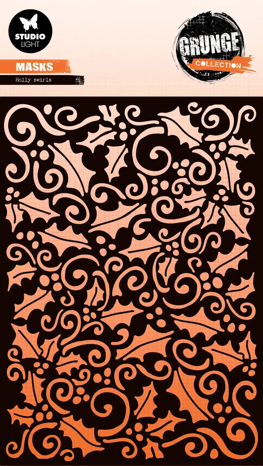 Studio Light Grunge Schablone Holly Swirl Weihnachten