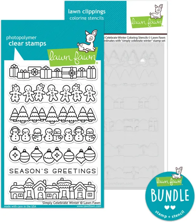 Lawn Fawn Simply Celebrate Winter Stempel Schablonen Set