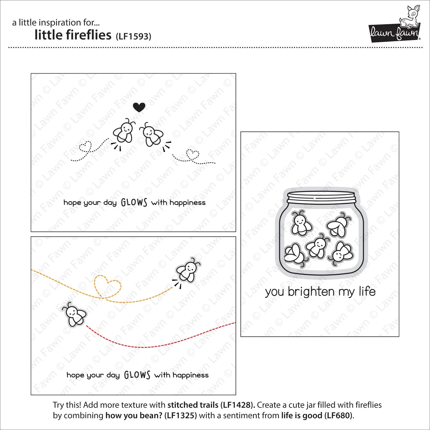 Lawn Fawn Little Fireflies Clear Stamps Glühwürmchen Mini