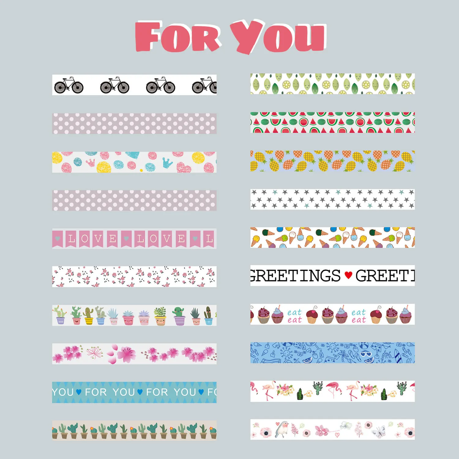 Ieebee Cute Washi Tape Set 40 Rollen 15 mm bunt