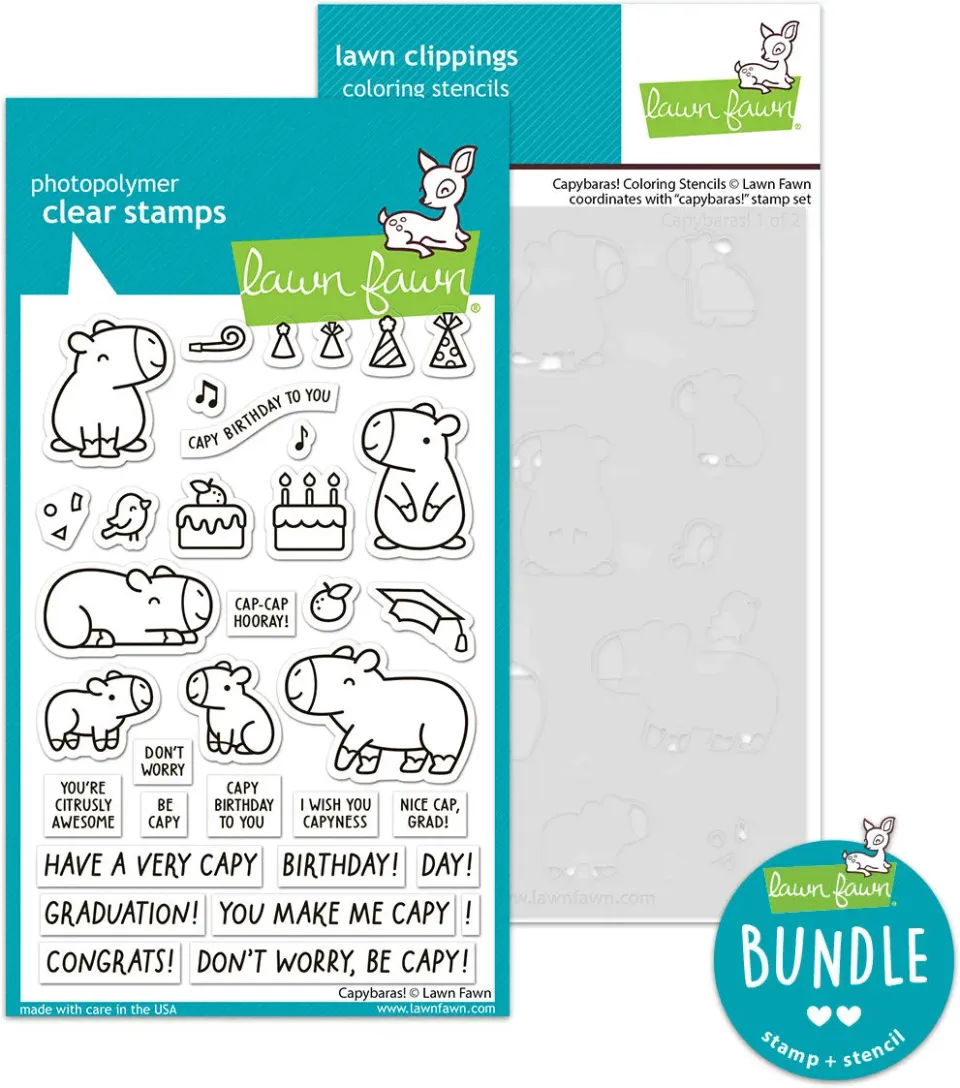 Lawn Fawn Capybaras Bundle Stempel Schablonen Geburtstag