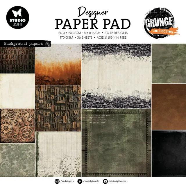 StudioLight Grunge Collection Paper Pad Hintergrundpapiere