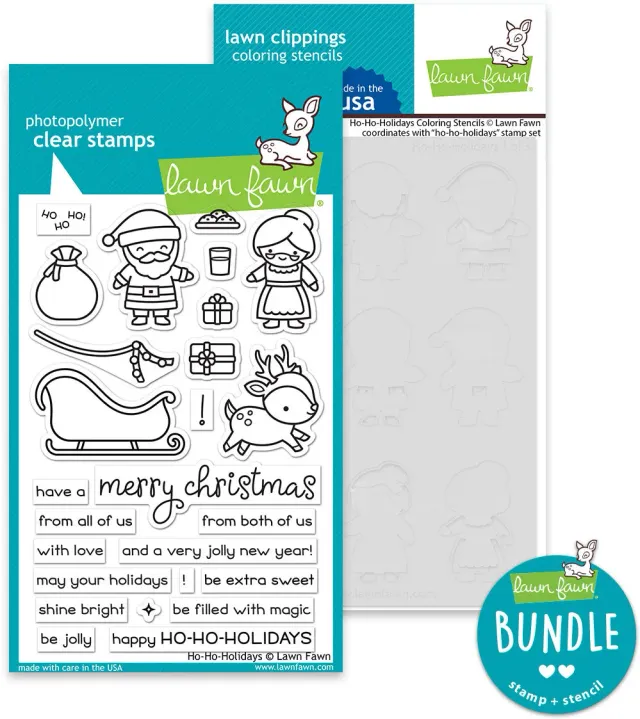 Lawn Fawn Ho-Ho-Holidays Stempel Bundle mit Schablonen Weihnachten