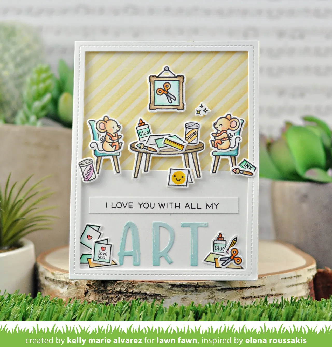 Lawn Fawn Just Add Glitter Stempelset Mäuse Basteln
