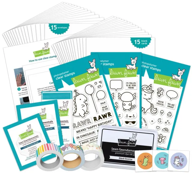 Lawn Fawn Kids Cardmaking Kit Combo One Bastelset 15 Karten