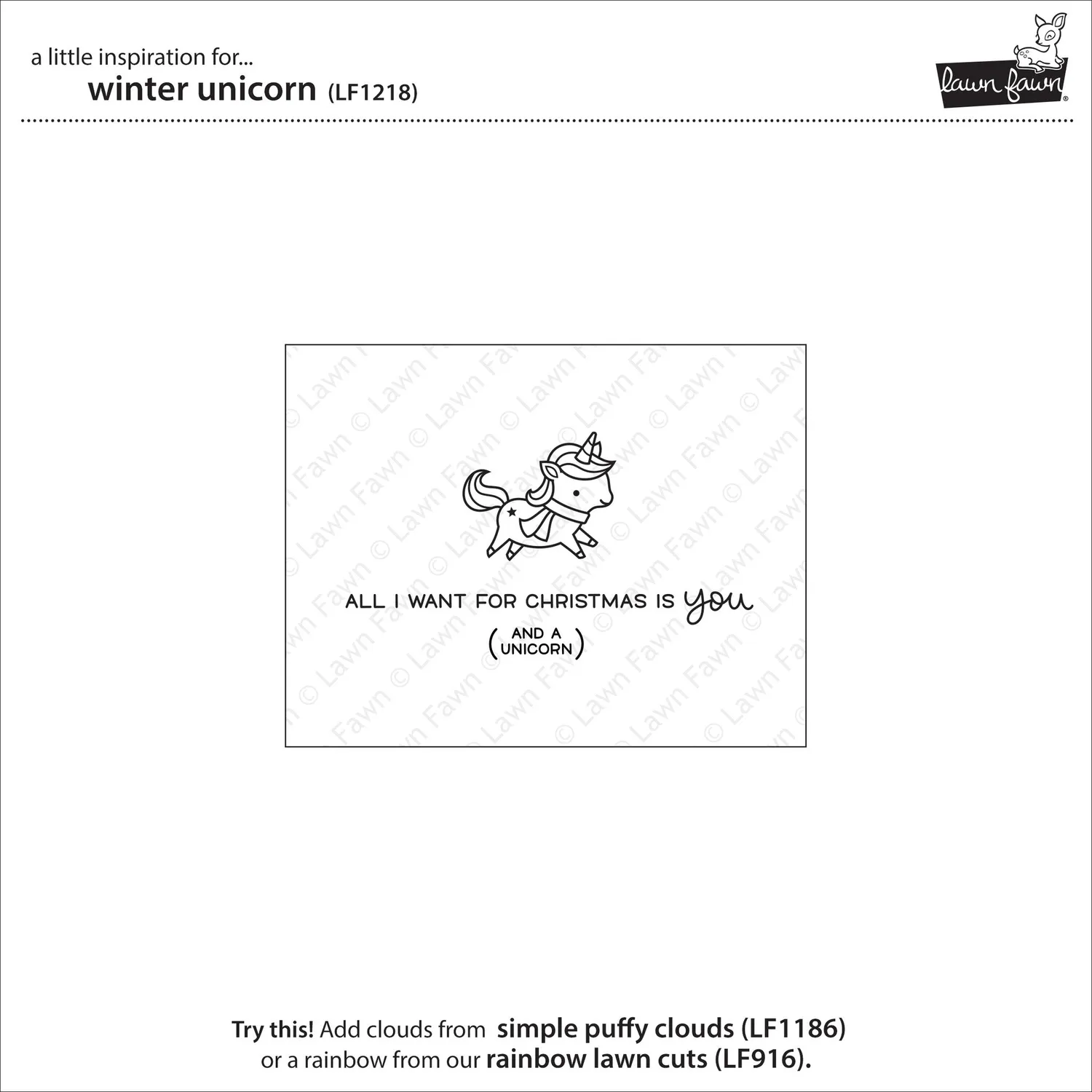 Lawn Fawn Winter Unicorn Mini Stempel Weihnachten