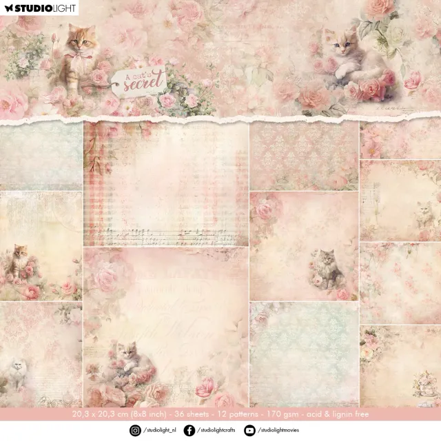 Studio Light A Cat's Secret Designpapier Hintergrund 36 Blatt