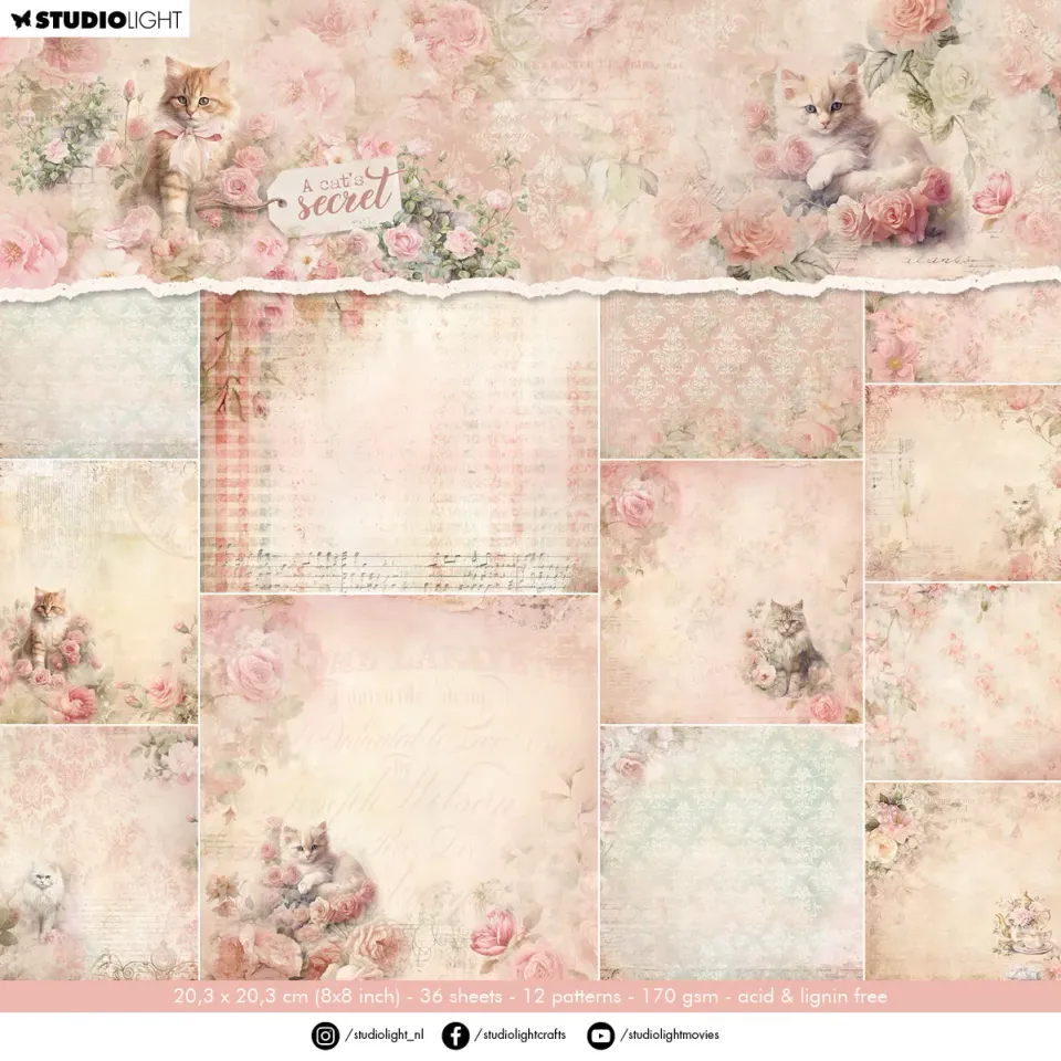 Studio Light A Cat's Secret Designpapier Hintergrund 36 Blatt